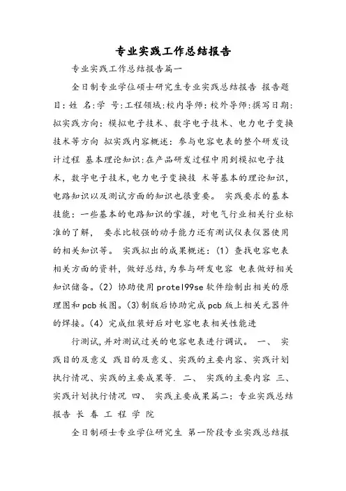 专业实践工作总结报告-精选范文