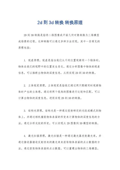 2d到3d转换 转换原理