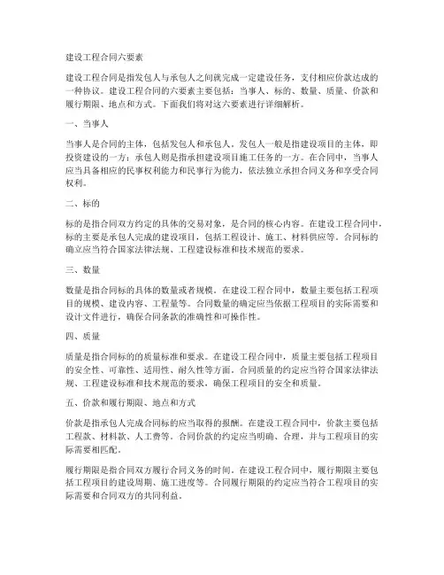 建设工程合同六要素