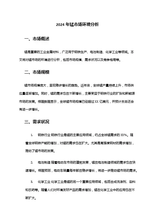2024年锰市场环境分析