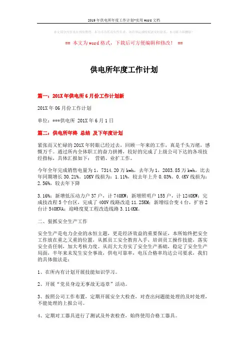 2019年供电所年度工作计划-实用word文档 (9页)