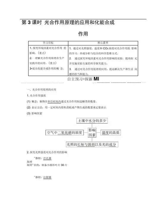 2019-2020学年人教版生物必修一讲义：第5章第4节第3课时光合作用原理的应用和化能合成作用Wo