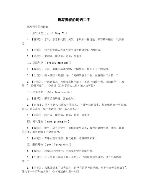 描写青春的词语二字