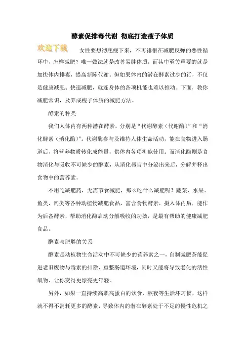 酵素促排毒代谢 彻底打造瘦子体质