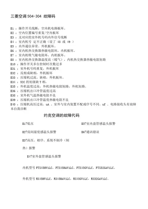 三洋空调故障代码