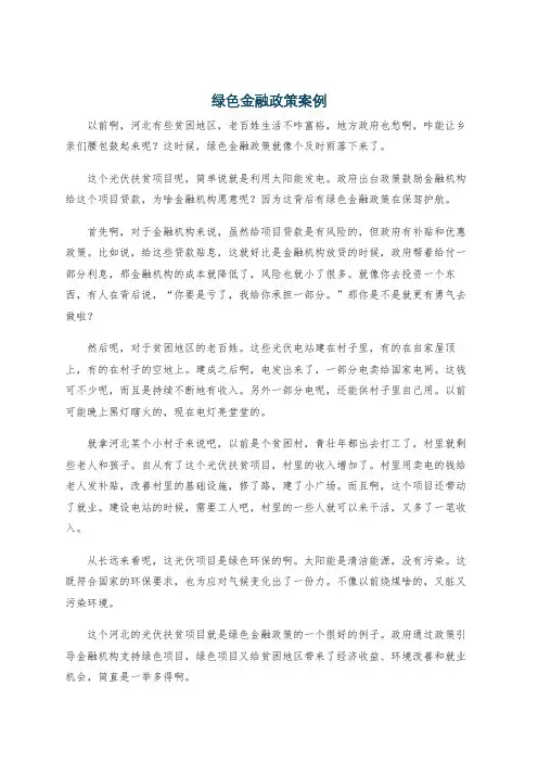 绿色金融政策案例