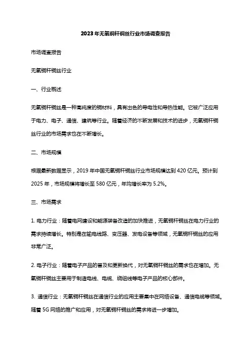 2023年无氧铜杆铜丝行业市场调查报告