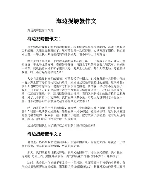 海边捉螃蟹作文