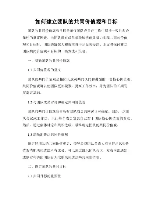 如何建立团队的共同价值观和目标