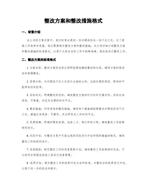 整改方案和整改措施格式