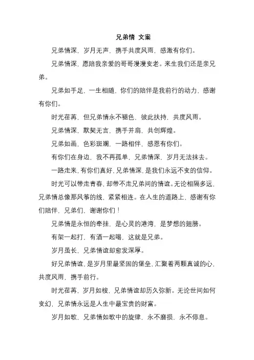 兄弟情 文案