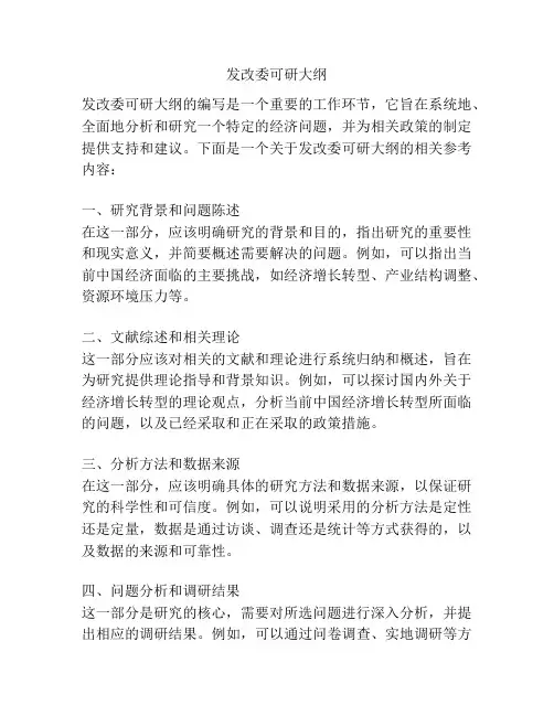 发改委可研大纲