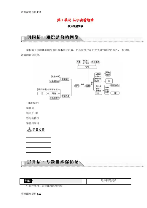[配套K12]2018秋高中地理 第1单元 从宇宙看地球 单元分层突破同步学案 鲁教版必修1