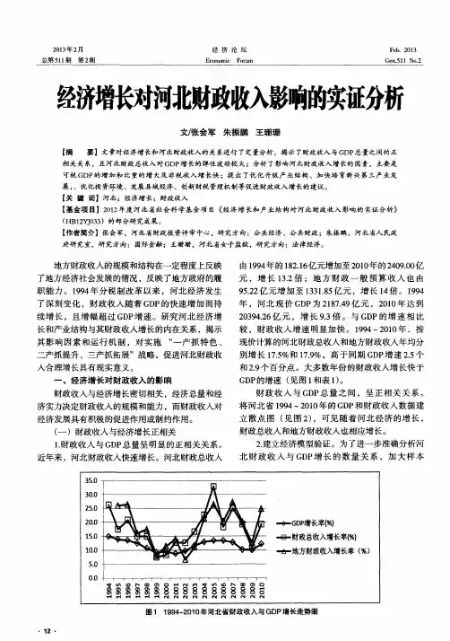 经济增长对河北财政收入影响的实证分析