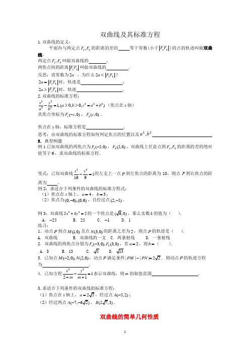 高中数学精讲(4)双曲线及其标准方程