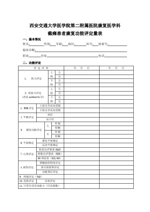 截瘫ASIA评定