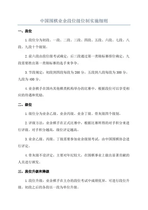 中国围棋业余段位级位制实施细则