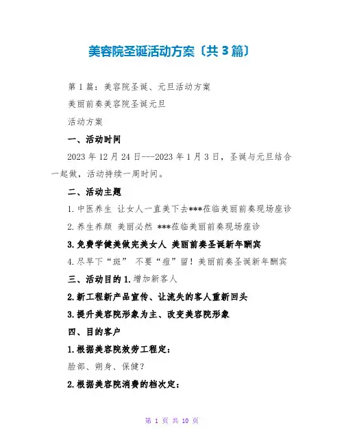 美容院圣诞活动方案(共3篇)