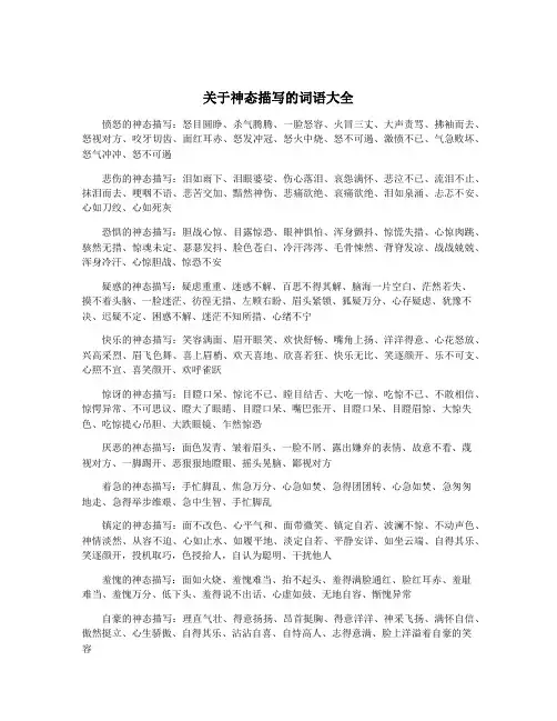 关于神态描写的词语大全
