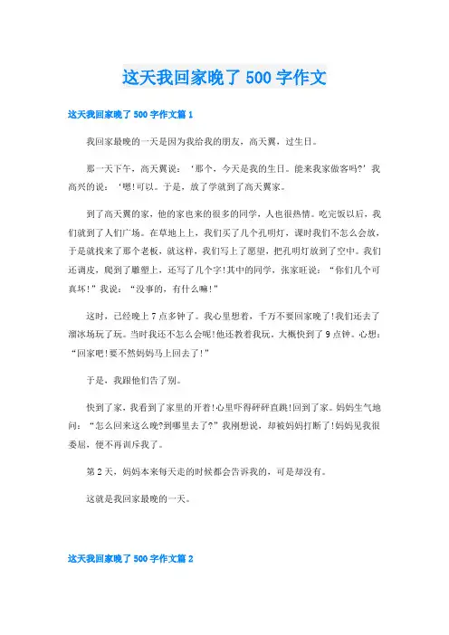 这天我回家晚了500字作文