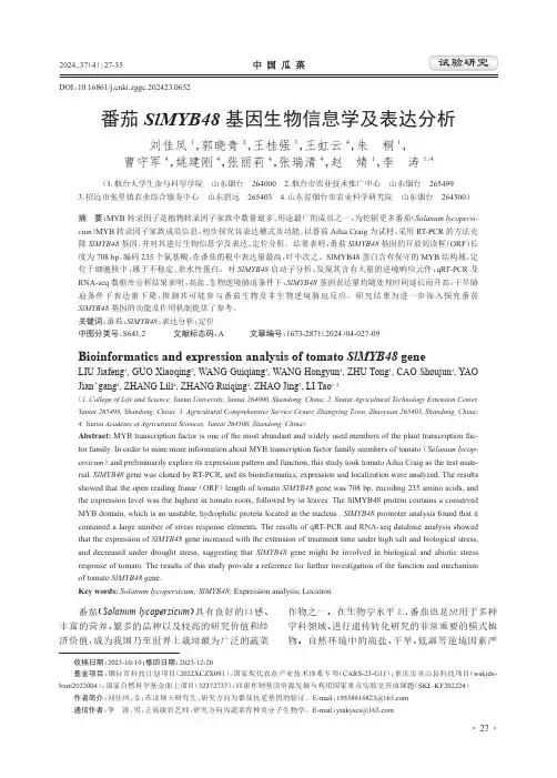 番茄SlMYB48_基因生物信息学及表达分析