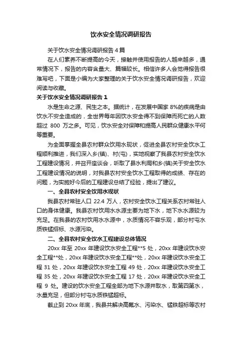 饮水安全情况调研报告