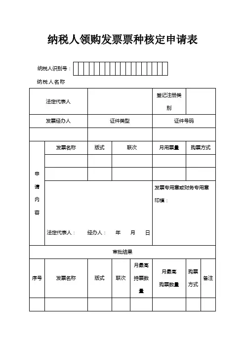 纳税人领购发票票种核定申请表