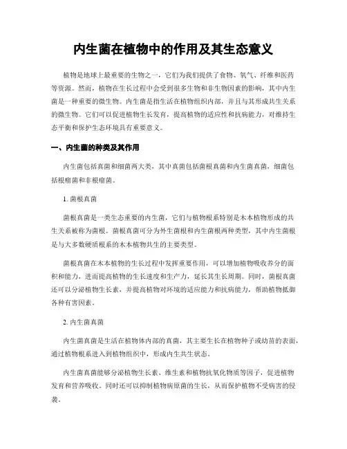 内生菌在植物中的作用及其生态意义