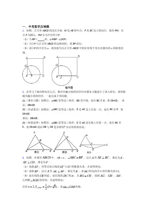 中考数学压轴题 易错题测试提优卷