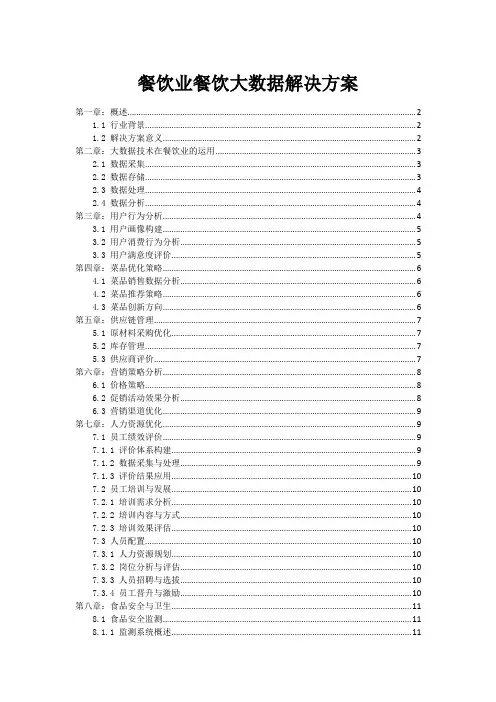 餐饮业餐饮大数据解决方案