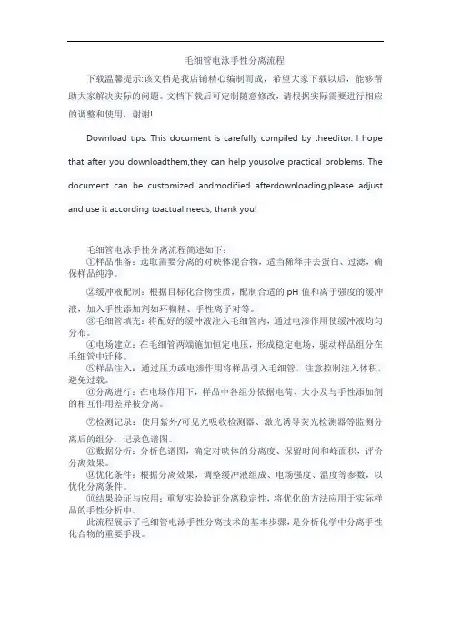 毛细管电泳手性分离流程