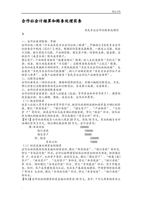 合作社会计核算及账务处理实务