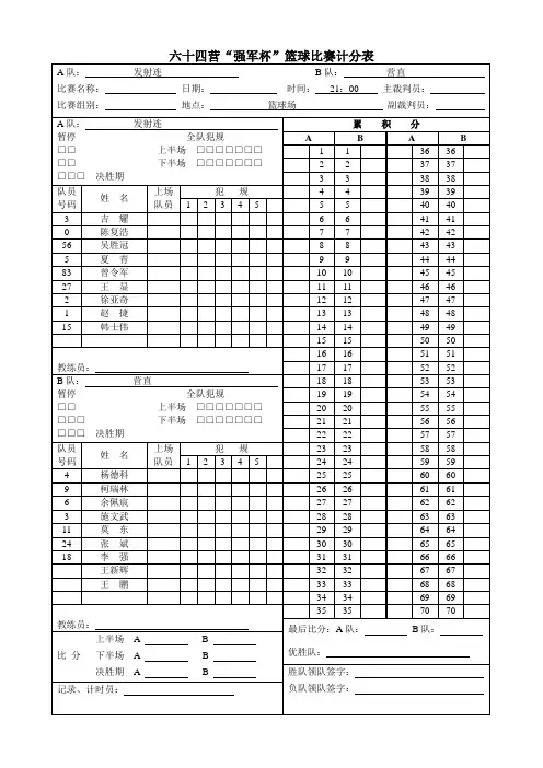 篮球比赛上下半场记分表(word)[2、5]