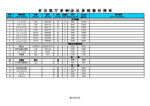 舞台音响报价单