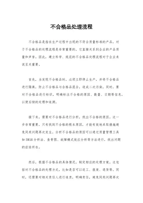 不合格品处理流程