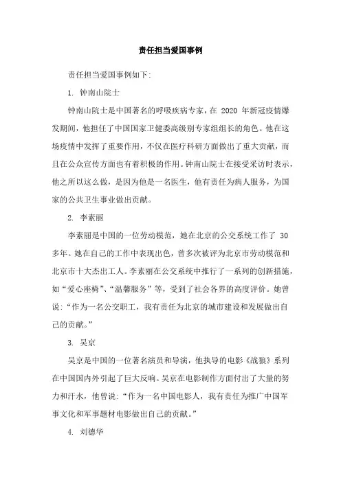 责任担当爱国事例