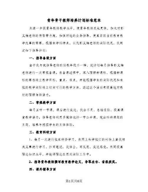 2024年青年骨干教师培养计划标准范本（三篇）
