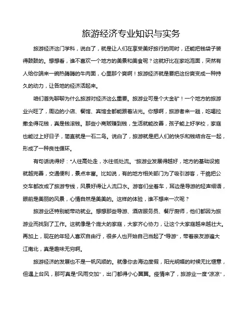 旅游经济专业知识与实务