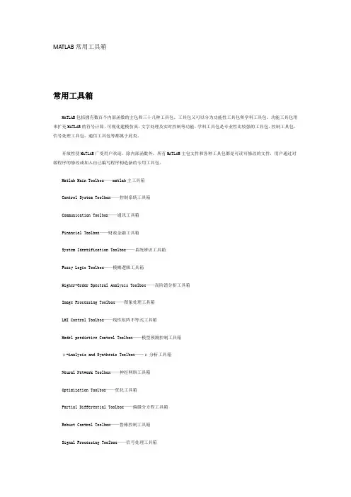 MATLAB常用工具箱