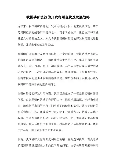 我国磷矿资源的开发利用现状及发展战略