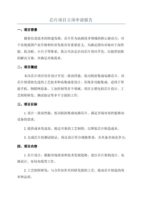 芯片项目立项申请报告