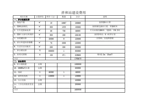 混凝土拌合站建设费用及摊销