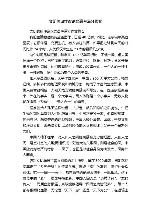 文明的韧性议论文高考满分作文
