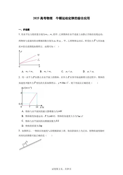 2025高考物理   牛顿运动定律的综合应用