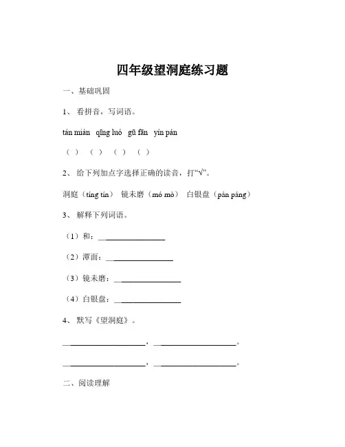 四年级望洞庭练习题
