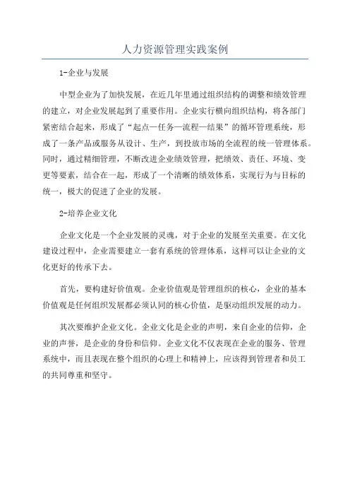 人力资源管理实践案例