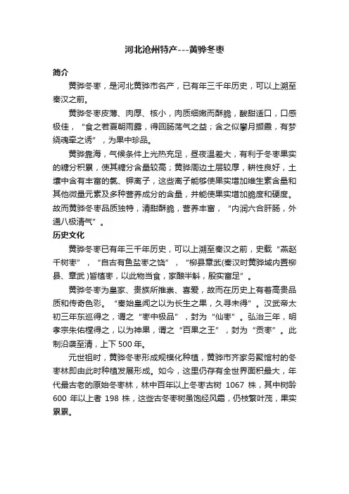 河北沧州特产---黄骅冬枣