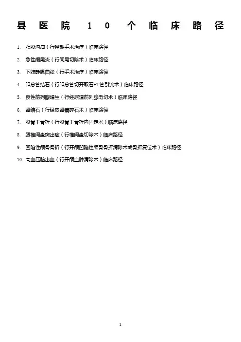 县医院版外科10个病种临床路径(2011-10)