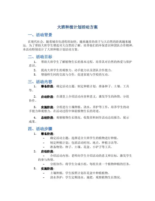 大班种植计划活动方案