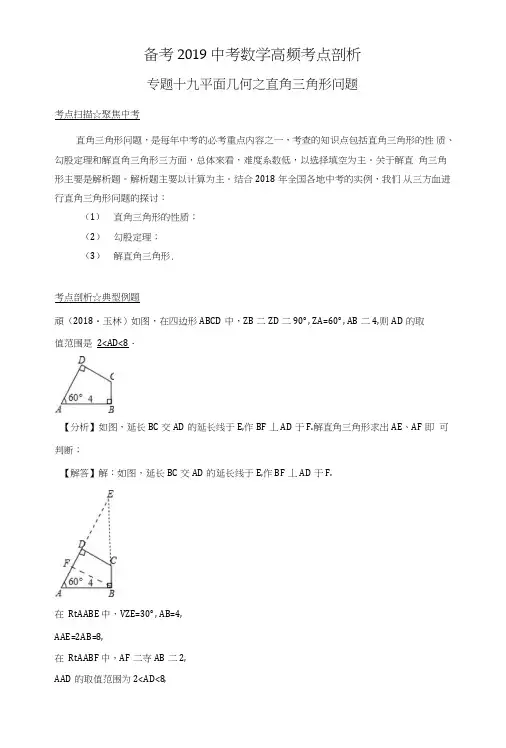 2019中考数学高频考点剖析专题19平面几何之直角三角形问题—解析卷.doc